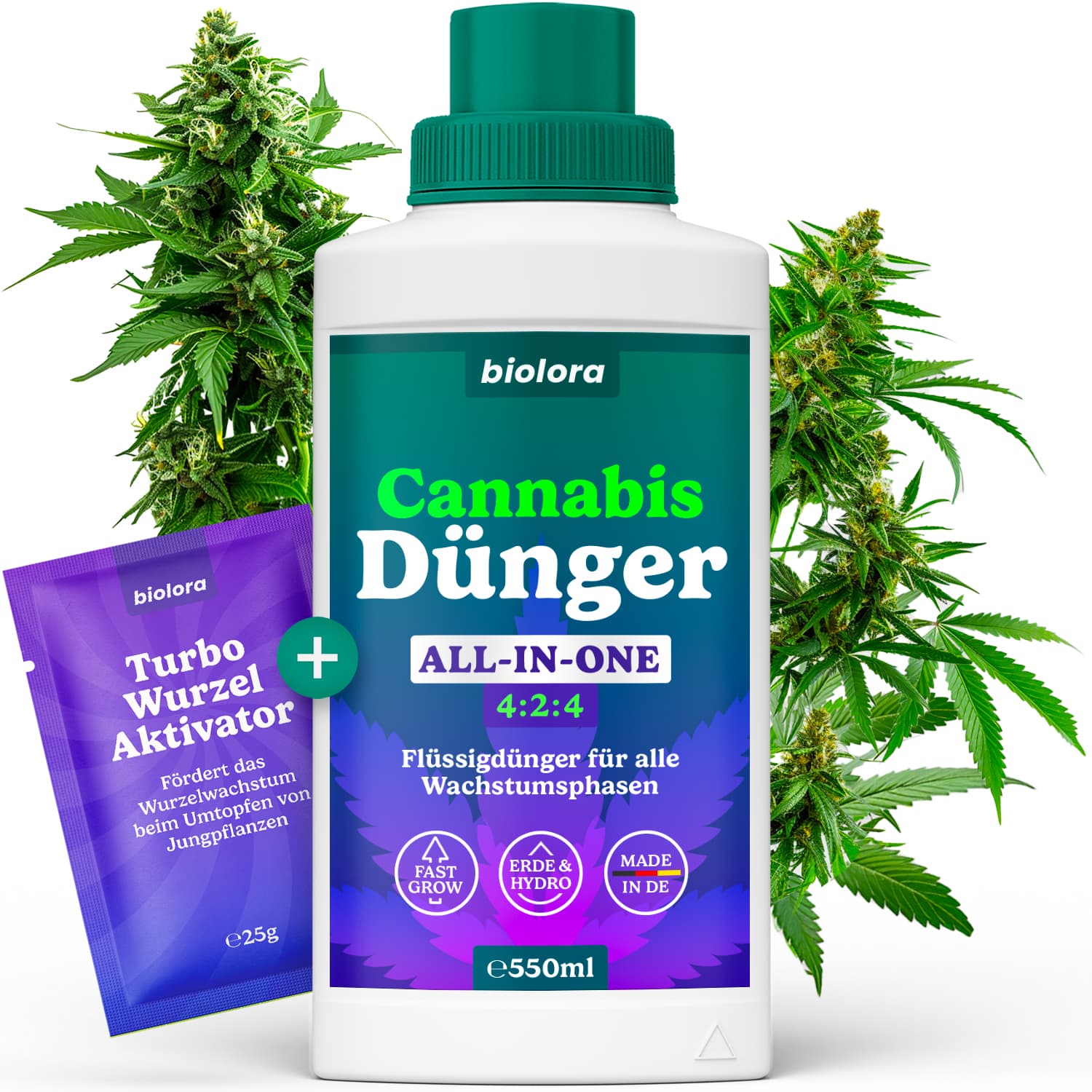 BIOLORA® All-in-One Cannabis Dünger 550ml mit Wurzelaktivator